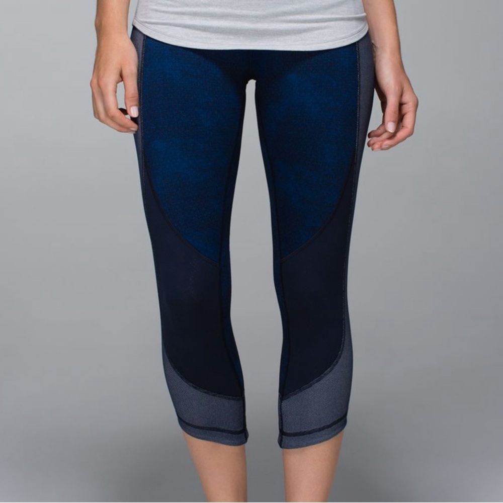 LULULEMON WUNDER CROP LEGGINGS | SIZE 6 | SASHICO INKWELL RUGGED BLUE